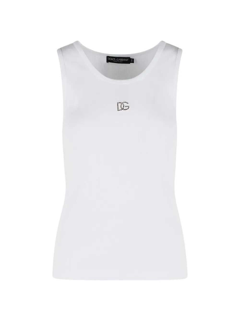 Dolce & Gabbana Ribbed Tank Top With Logo In White
