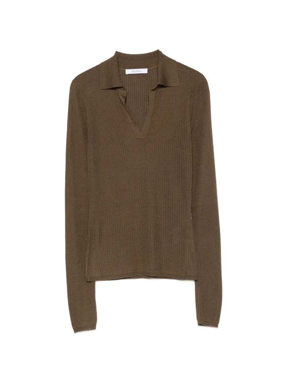 Max Mara Ribbed Polo-style Sweater In Brown