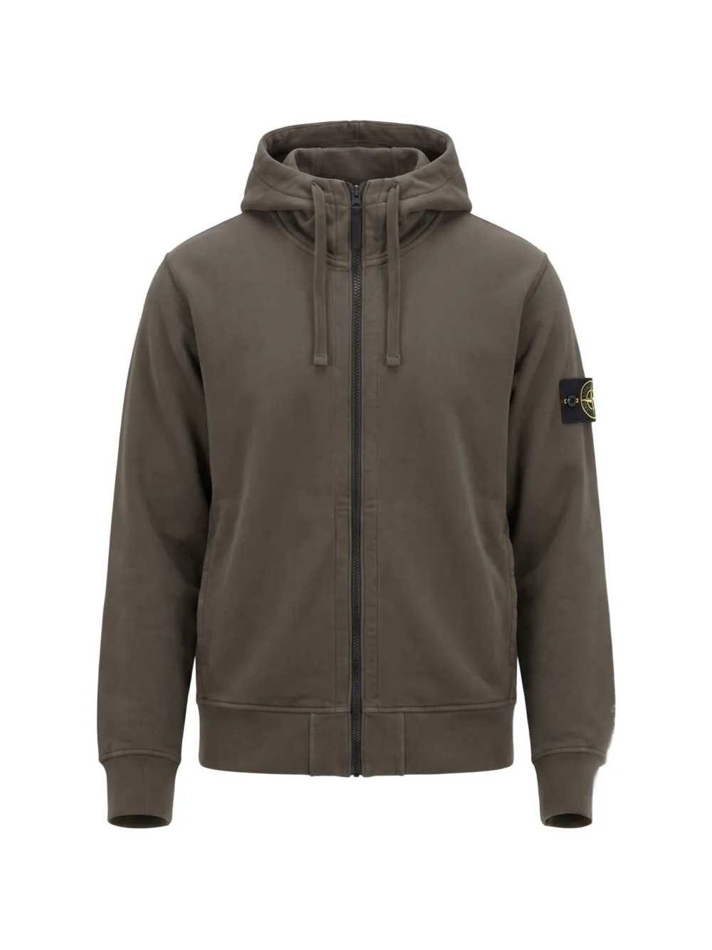 STONE ISLAND Oversized Organic Cotton Fleece Zip-Up Hoodie With Pocket