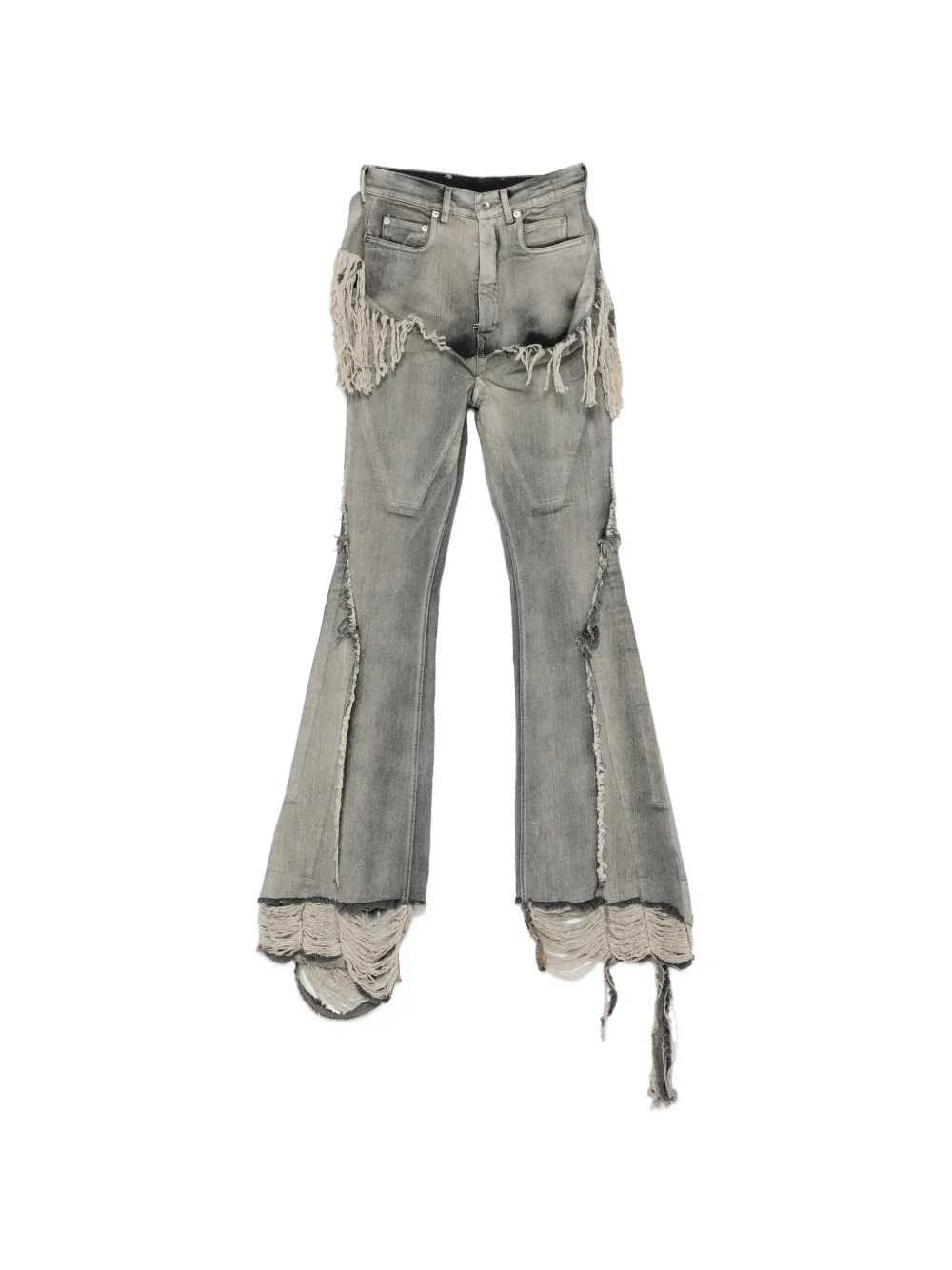 RICK OWENS DRKSHDW Jeans A Zampa D`Elefante Con Frange