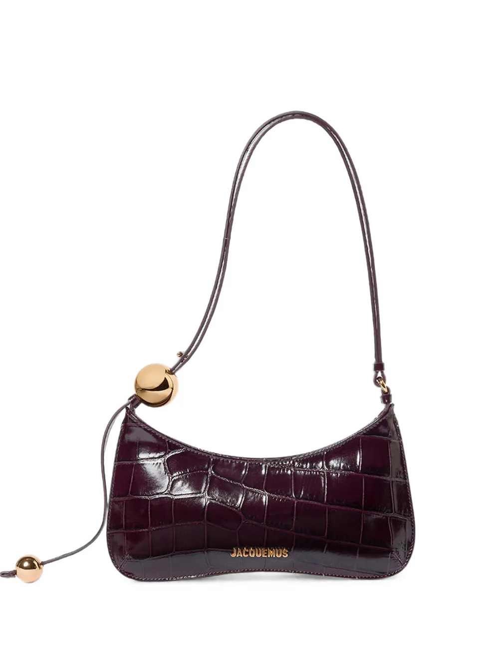 JACQUEMUS Borsa A Spalla Le Bisou Perle Effetto Coccodrillo In Pelle