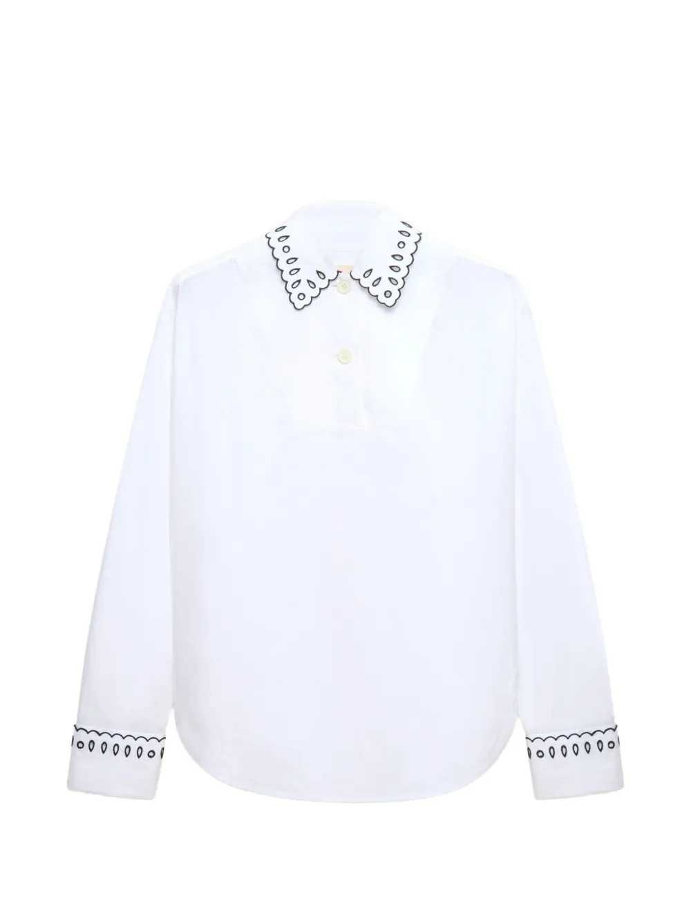 MARNI White Poplin Shirt With Half-Button Placket And Broderie Anglais