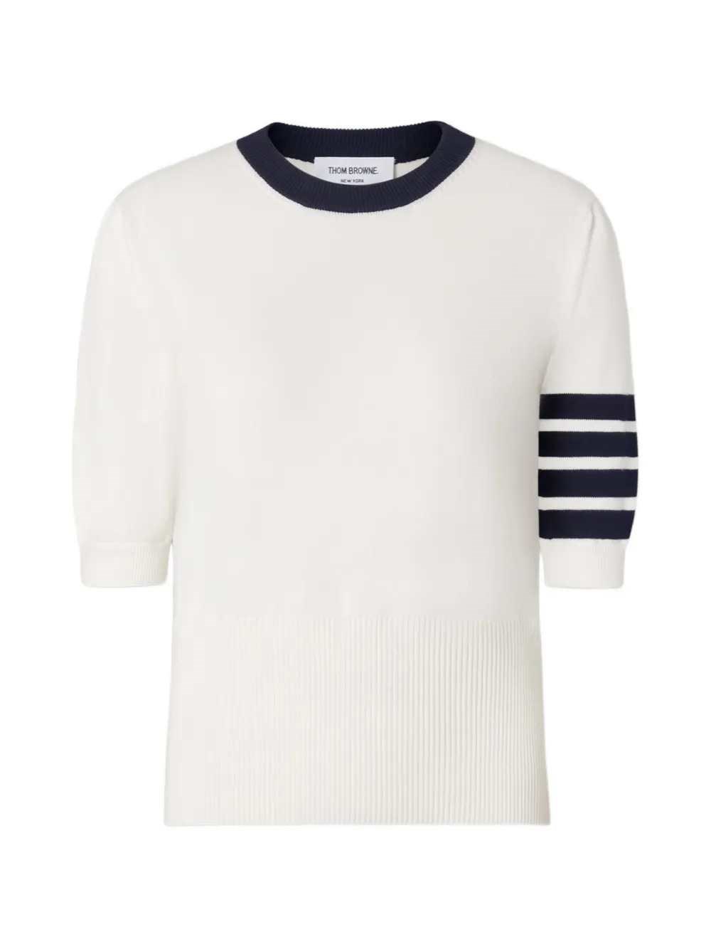 Thom Browne Hector Jersey T-shirt With 4-bar Detail In White