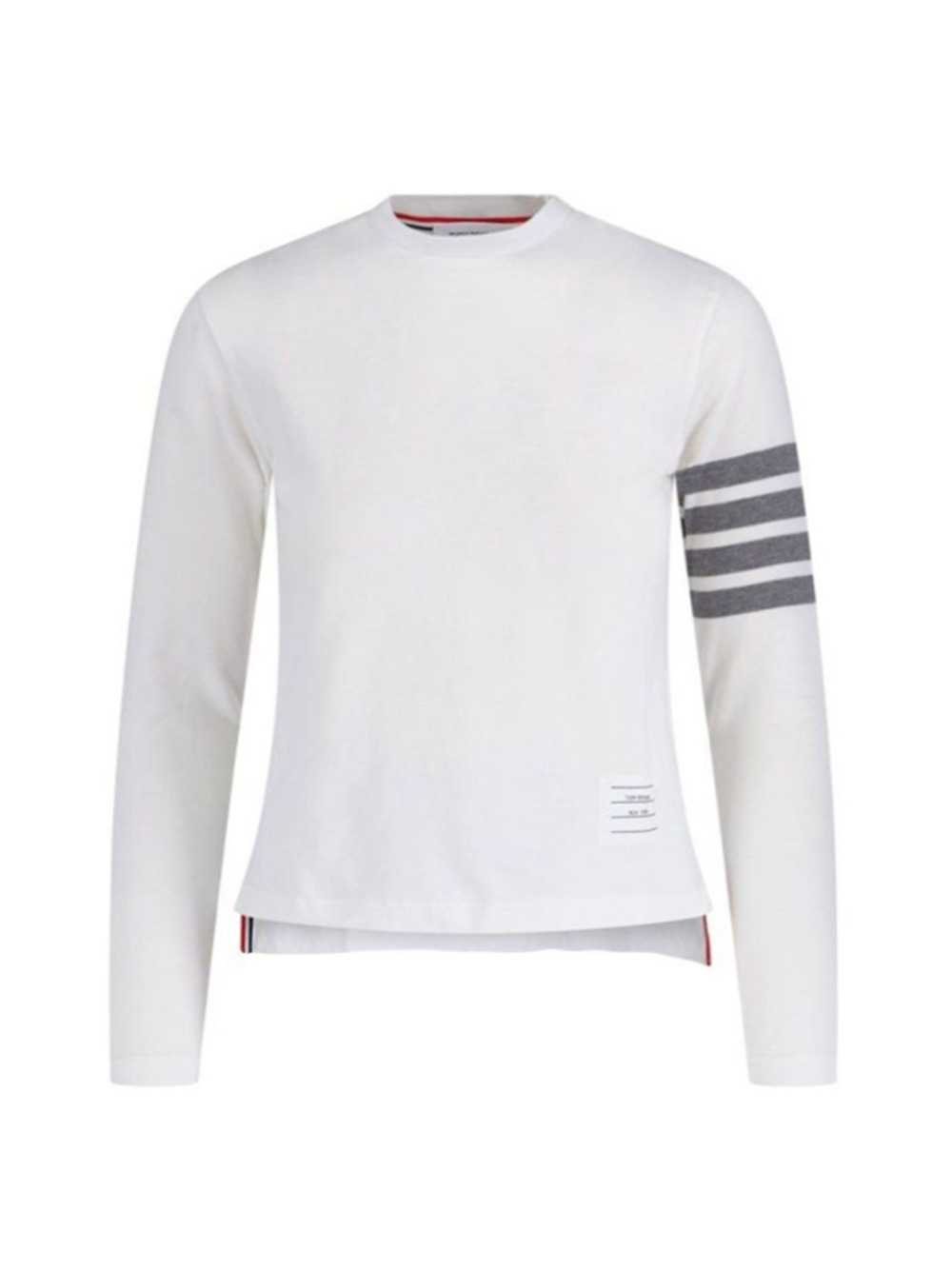 Thom Browne Striped-detail T-shirt In White