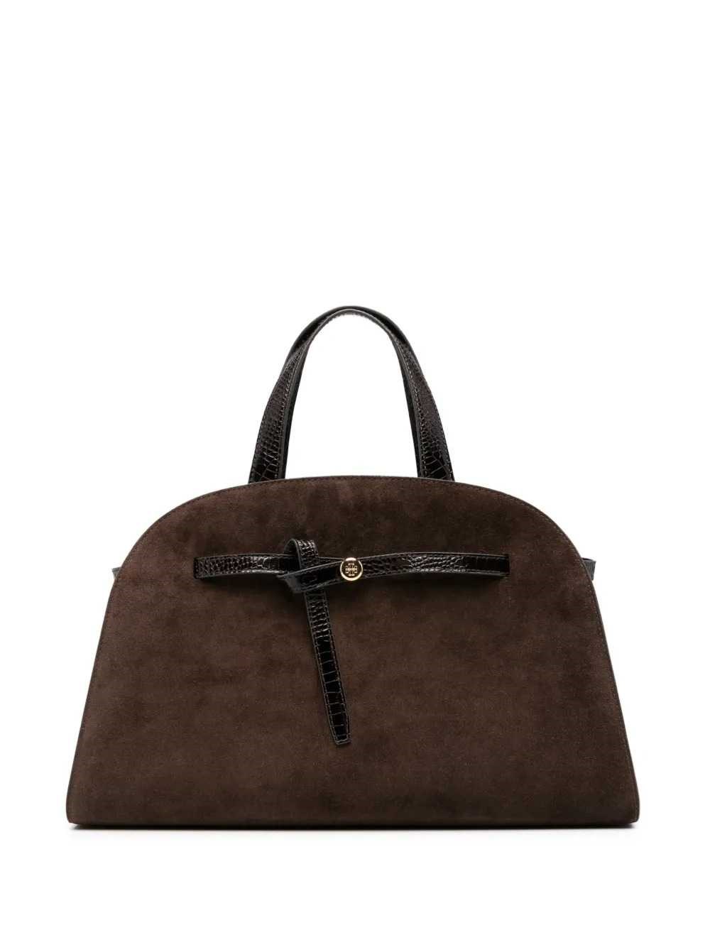 Tory Burch Romy Suede Satchel Shoulder Bag In Brown
