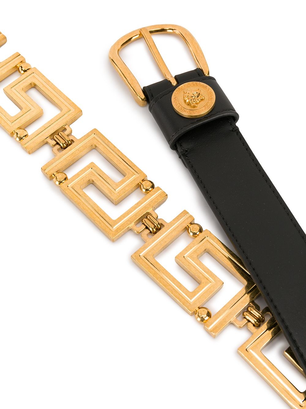 Versace Belt With Greek Key Buckle In Black