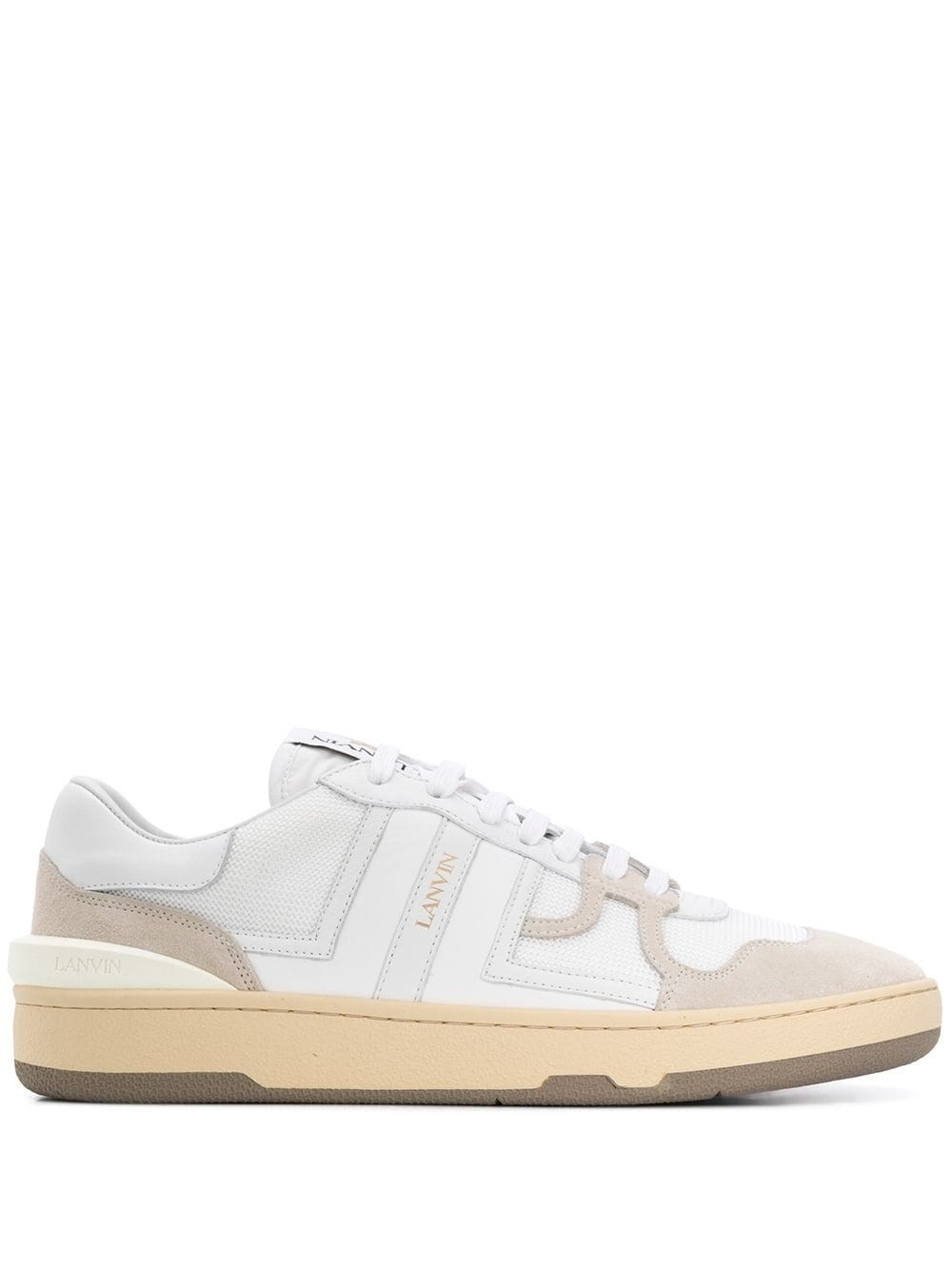 Shop Lanvin Bumper Sneakers With Contrasting Panels In White